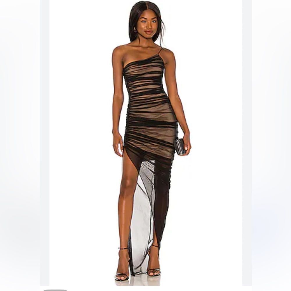Nookie Mecca Gown in Strapless Sheer Dress in black XS